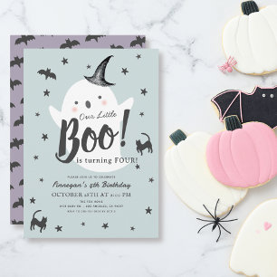 Little Boo Ghost Halloween Blue Boy Birthday Einladung