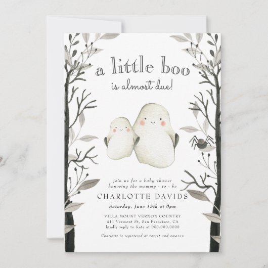 Little Boo Ghost Halloween Fall Baby Dusche Einladung (Vorderseite)