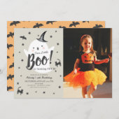 Little Boo Ghost Halloween Foto Einladung (Vorne/Hinten)