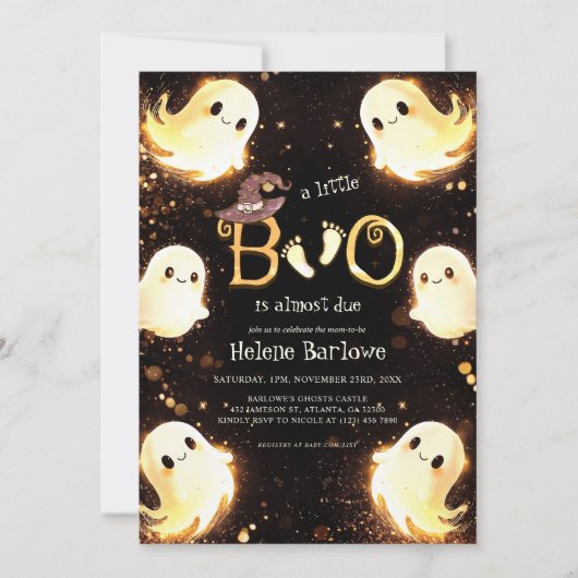 Little Boo Ghost Halloween Kinderdusche Einladung (Vorderseite)