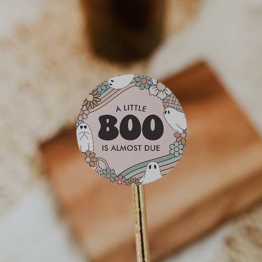 Little Boo Ghost Halloween Kinderdusche Runder Aufkleber