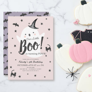Little Boo Ghost Halloween Pink Girl Geburtstag Einladung