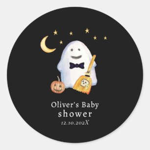 Little Boo Ghost Hollaween Baby Shower Runder Aufkleber