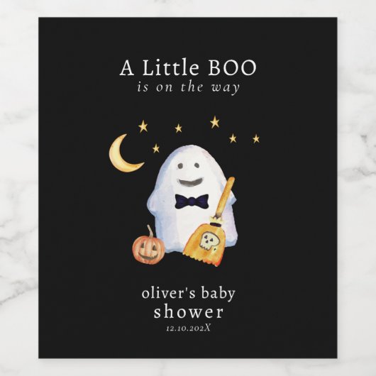 Little Boo Ghost Hollaween Baby Shower Weinetikett (Einzelnes Label)