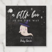 Little Boo Ghost mit Hexenhut-Baby-Dusche Geschenkanhänger (Vorderseite)