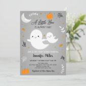 Little Boo Ghost Pumpkin Gold Baby Dusche Einladung (Stehend Vorderseite)