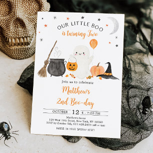 Little Boo Ghost Pumpkin Halloween 2. Geburtstag Einladung
