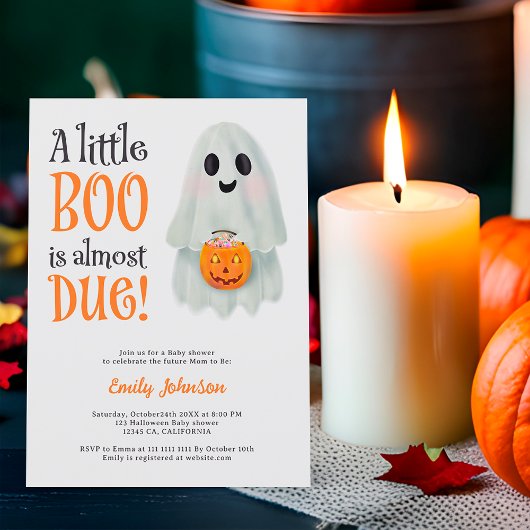 Little boo ghost pumpkin Halloween baby shower Einladung