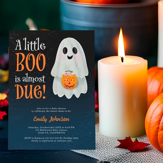 Little boo ghost pumpkin Halloween baby shower Einladung