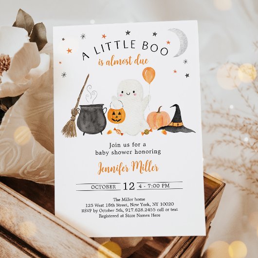 Little Boo Ghost Pumpkin Halloween Baby Shower Einladung
