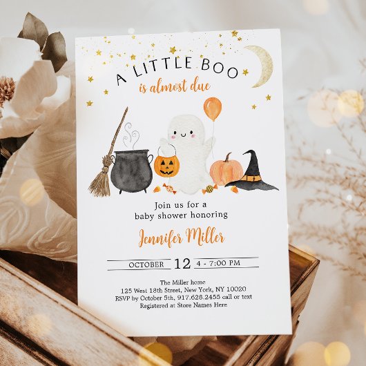 Little Boo Ghost Pumpkin Halloween Baby Shower Einladung