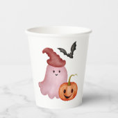 Little Boo Ghost Pumpkin Halloween Baby Shower Pappbecher (Vorderseite)