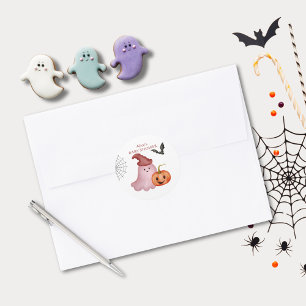 Little Boo Ghost Pumpkin Halloween Baby Shower Runder Aufkleber