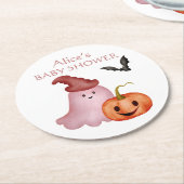 Little Boo Ghost Pumpkin Halloween Baby Shower Runder Pappuntersetzer (Angewinkelt)