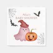 Little Boo Ghost Pumpkin Halloween Baby Shower Serviette (Vorderseite)