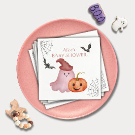 Little Boo Ghost Pumpkin Halloween Baby Shower Serviette