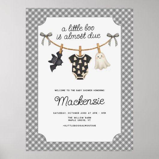 Little Boo Gingham Baby Dusche Begrüßungszeichen Poster (Vorne)