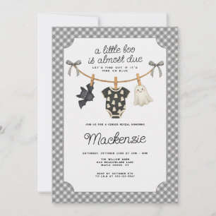 Little Boo Gingham Halloween Gender Reveal Party Einladung