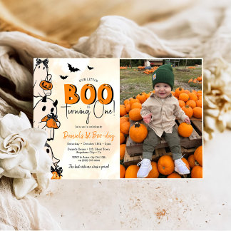 Little Boo Halloween 1. Geburtstag Foto Einladung