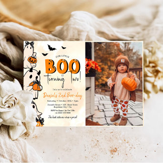 Little Boo Halloween 2. Geburtstags-Foto Einladung