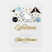 Little Boo Halloween Baby Dusche Begrüßungszeichen Acrylschild (Vorderseite)