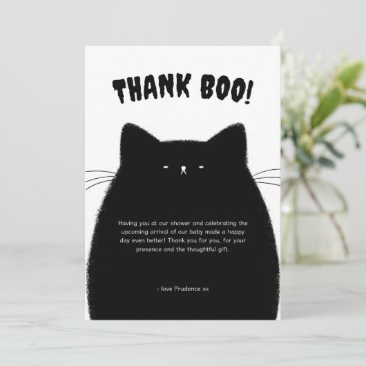 Little Boo Halloween Baby Dusche Dankeskarte (Stehend Vorderseite)