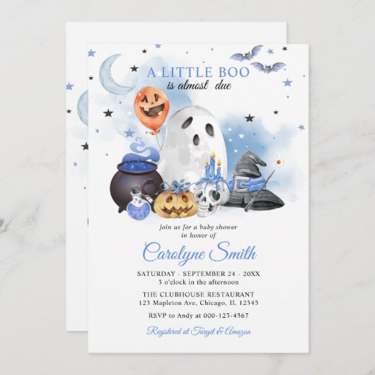 Little Boo Halloween Baby Dusche Einladung (Vorne/Hinten)