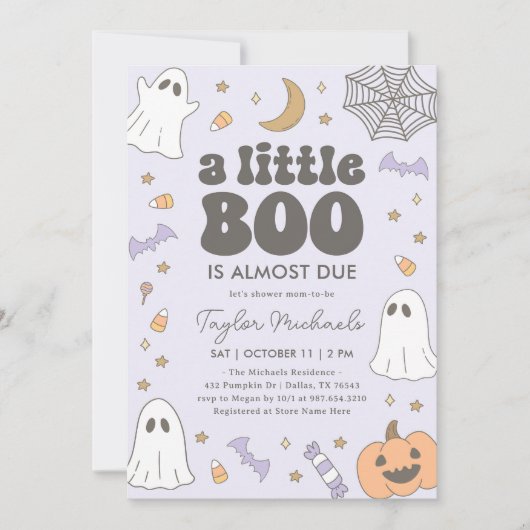 Little Boo Halloween Baby Dusche Einladung (Vorderseite)