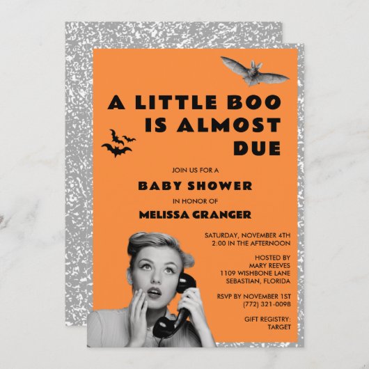 Little Boo Halloween Baby Dusche Einladung (Vorne/Hinten)