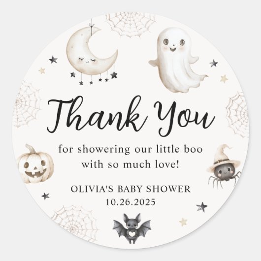 Little Boo Halloween Baby Dusche Gefallen Vielen D Runder Aufkleber (Vorderseite)