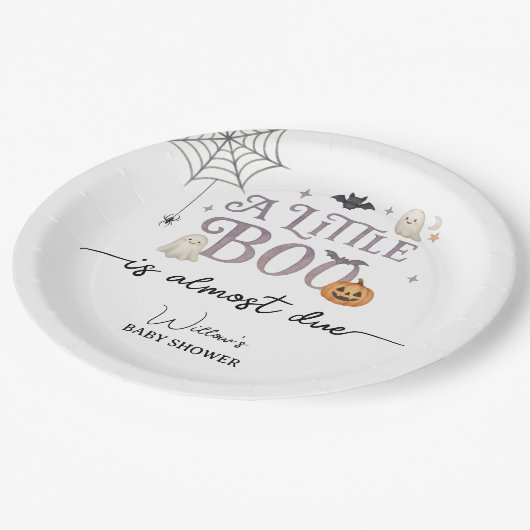 Little Boo Halloween Baby Dusche Pappteller (Schrägansicht)