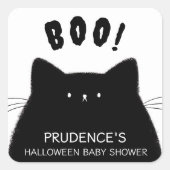 Little Boo Halloween Baby Dusche Quadratischer Aufkleber (Vorderseite)