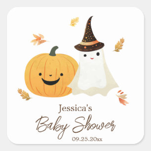 Little Boo Halloween Baby Dusche Quadratischer Aufkleber