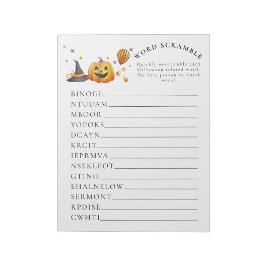 Little Boo Halloween Baby Dusche Word Scramble Notizblock (Rotiert)