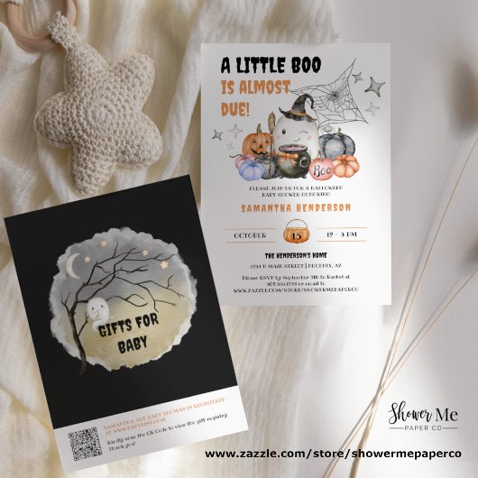 Little Boo Halloween Baby Shooting Registry QR Cod Einladung