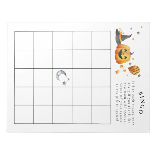 Little Boo Halloween Baby Shower Bingo Spiel Notizblock (Vorderseite)