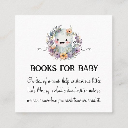 Little Boo Halloween Baby Shower Book Request Card Telefonnummerkarte (Vorderseite)