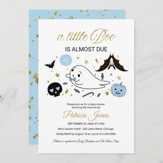 Little Boo Halloween Baby Shower Einladung (Vorne/Hinten)