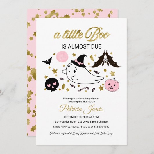 Little Boo Halloween Baby Shower Einladung (Vorne/Hinten)