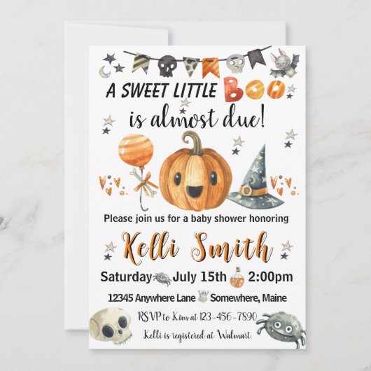 Little Boo Halloween Baby Shower Einladungen (Vorderseite)