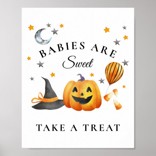 Little Boo Halloween Baby Shower Sweet Favoriten Poster (Vorne)