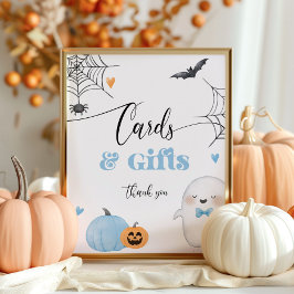 Little Boo Halloween blaue Karten und Geschenke Poster