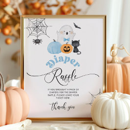 Little Boo Halloween Blue Diaper Tombola Poster