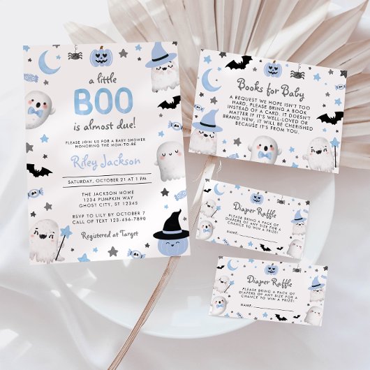 Little Boo Halloween Blue Ghost Baby Dusche Einladung