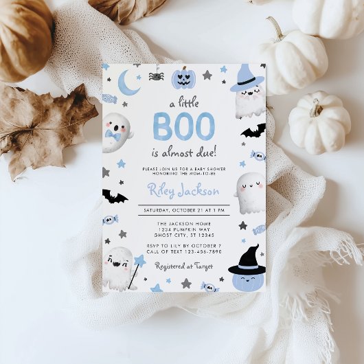 Little Boo Halloween Blue Ghost Baby Dusche Einladung