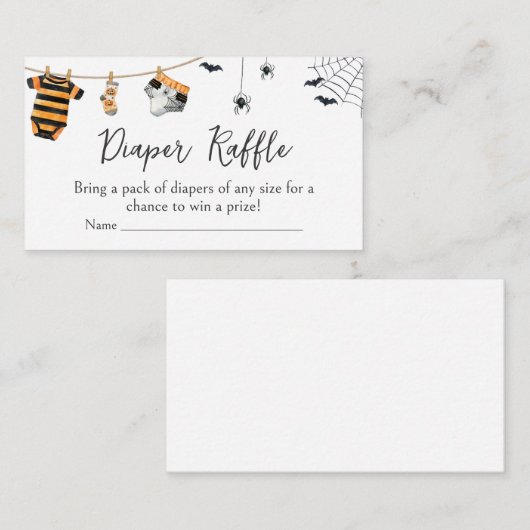 Little Boo Halloween Clothesline Diaper Raffle Begleitkarte (Vorne/Hinten)