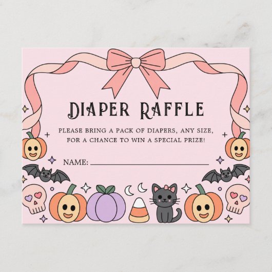 Little Boo Halloween Coquette Diaper Raffle Begleitkarte (Vorderseite)