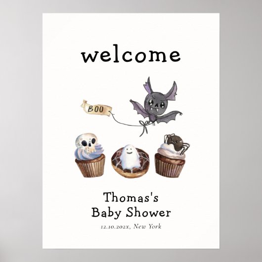 Little Boo Halloween cupcake Baby Dusche Empfang Poster (Vorne)