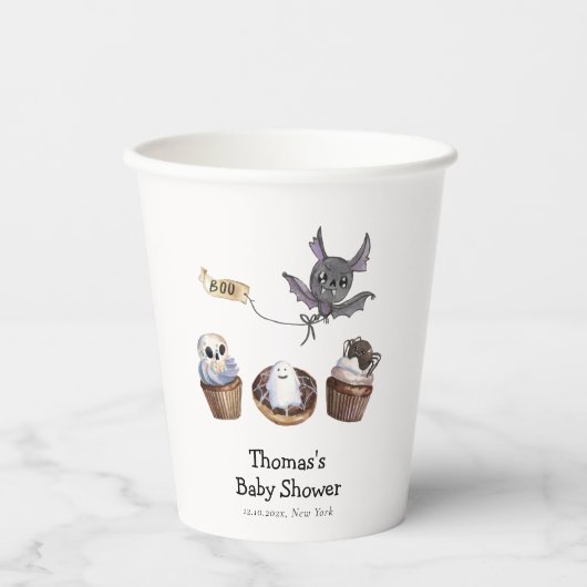 Little Boo Halloween cupcake Babydusche Pappbecher (Vorderseite)