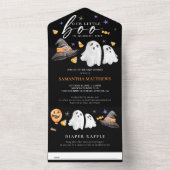Little Boo Halloween Diaper Raffle Black All In One Einladung (Innen Boden)